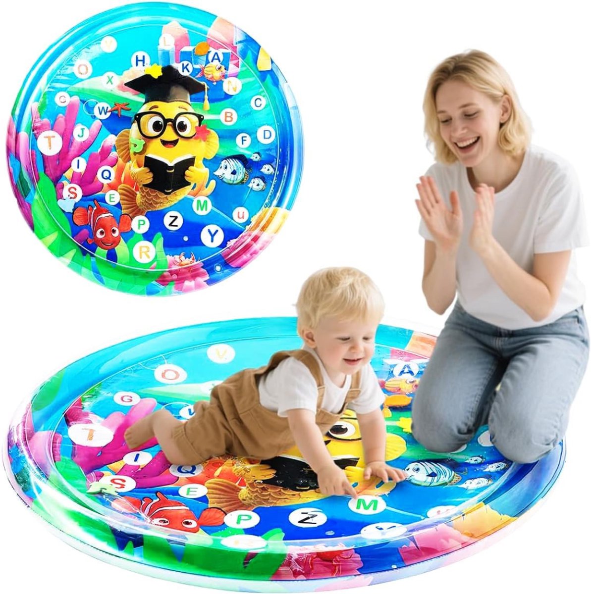 QUOVO® Watermat - Speelmat Water - Waterspeelmat Baby - Blauw - 28cm x 24cm x 3cm