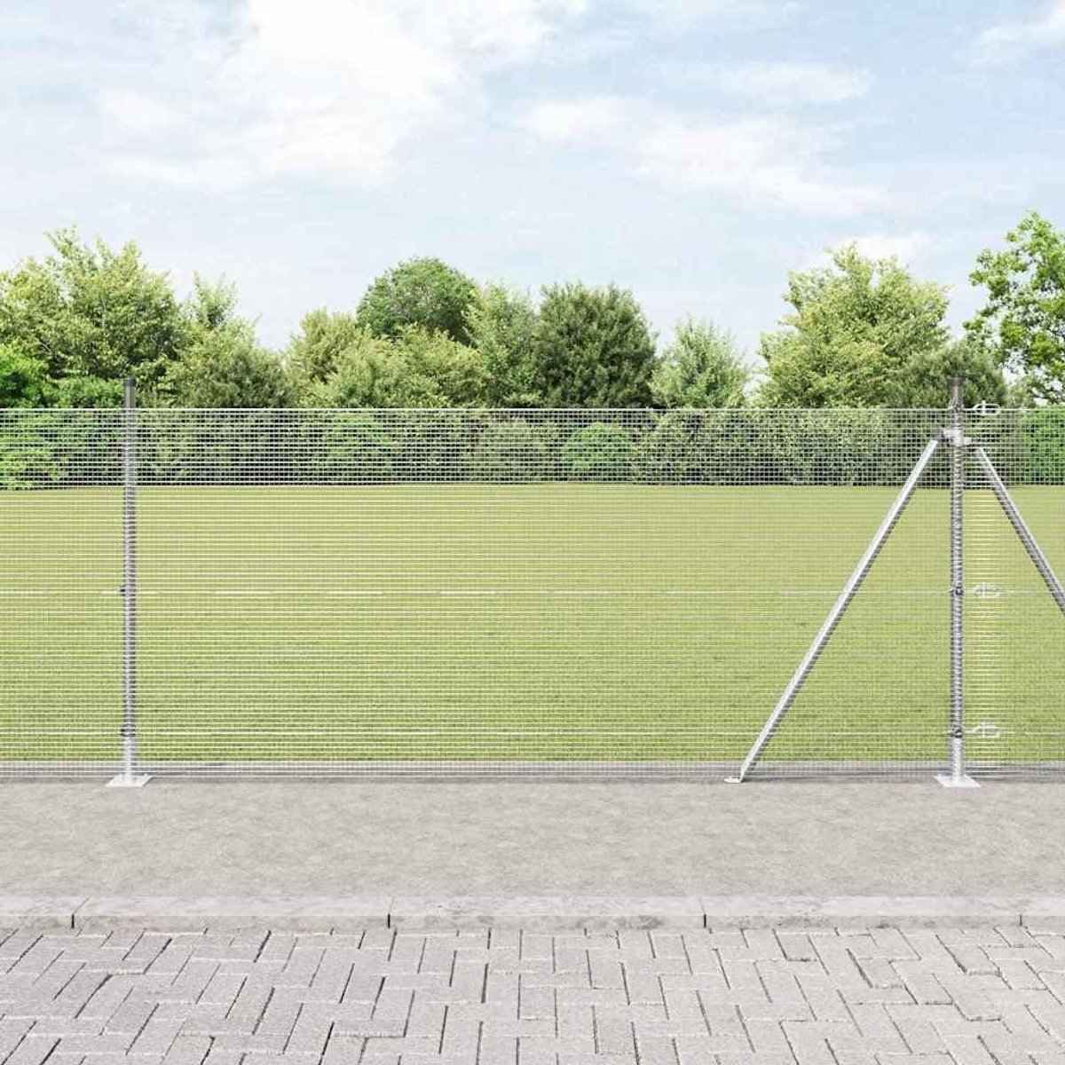 Hekpalen Staal - Omheining Palen - Tuin Afzetten - Weerbestendig Gepoedercoat - 50 x 08 m - Zilver