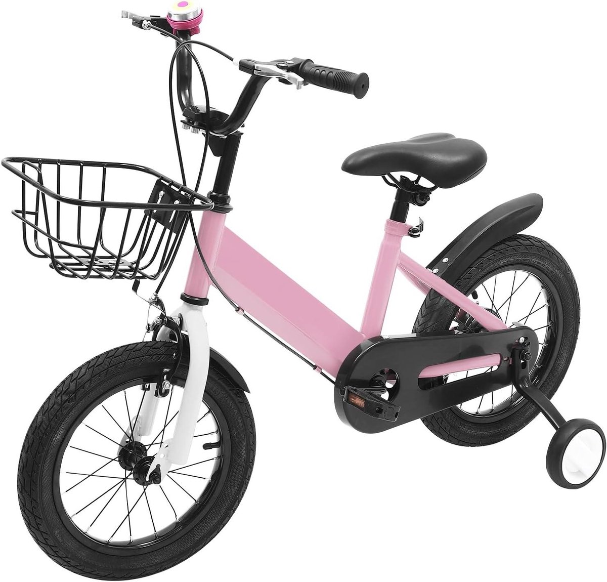 Kinderfiets Meisjesfiets Leren Fietsen Verstelbaar Zadel 14 inch Roze