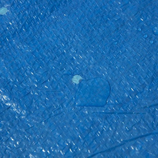 Blauw sterkzeil met waterdruppels en kleine lichte cirkels.