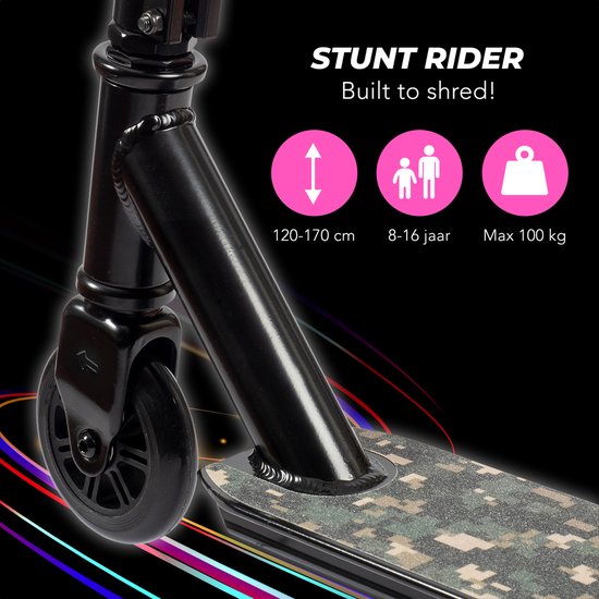 LifeGoods StuntRider - Stuntstep - Step voor Volwassenen - 100mm Wielen - Jongens/Meisjes - Zwart