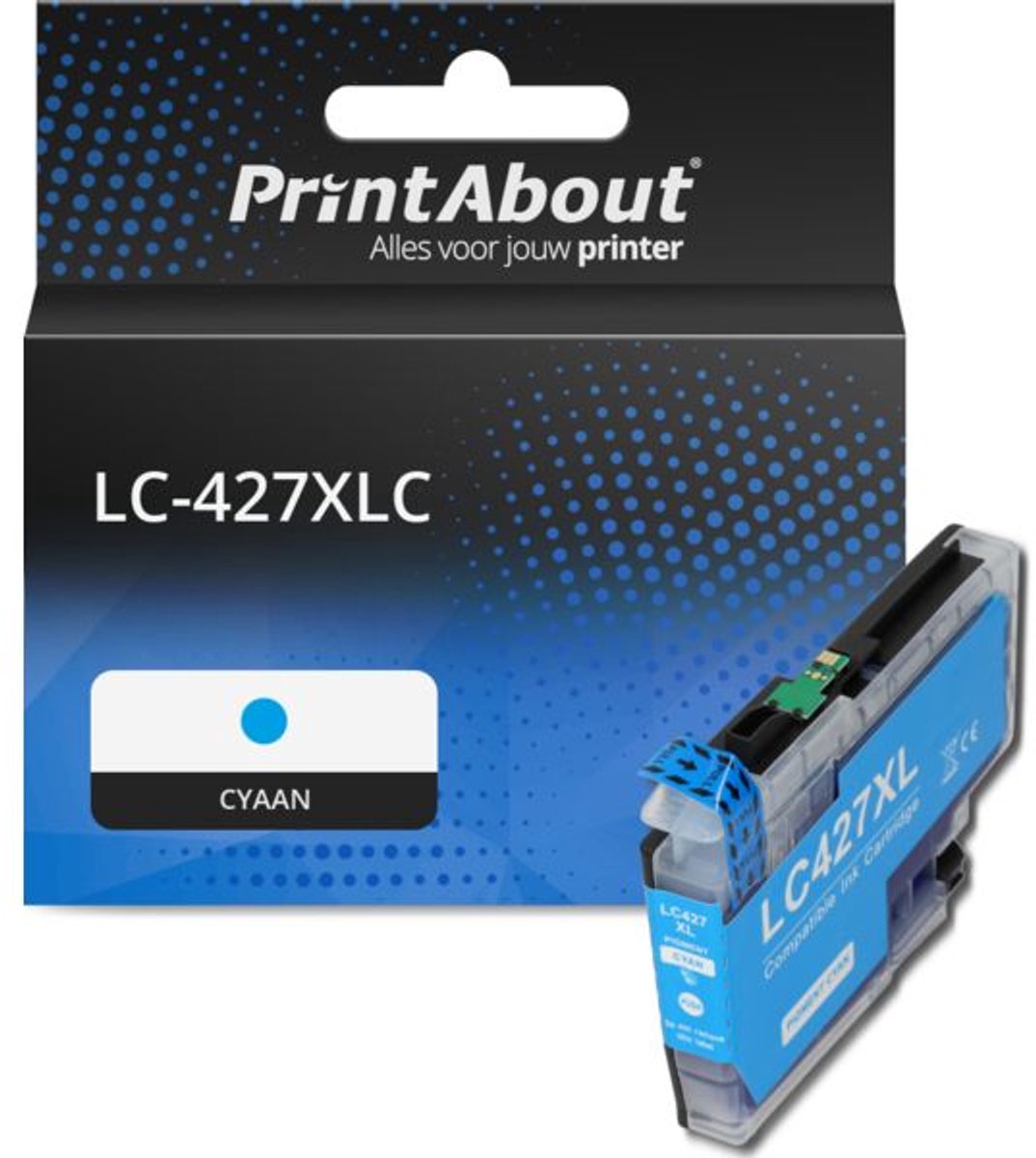PrintAbout huismerk Inktcartridge LC-427XLC Cyaan Hoge capaciteit geschikt voor Brother