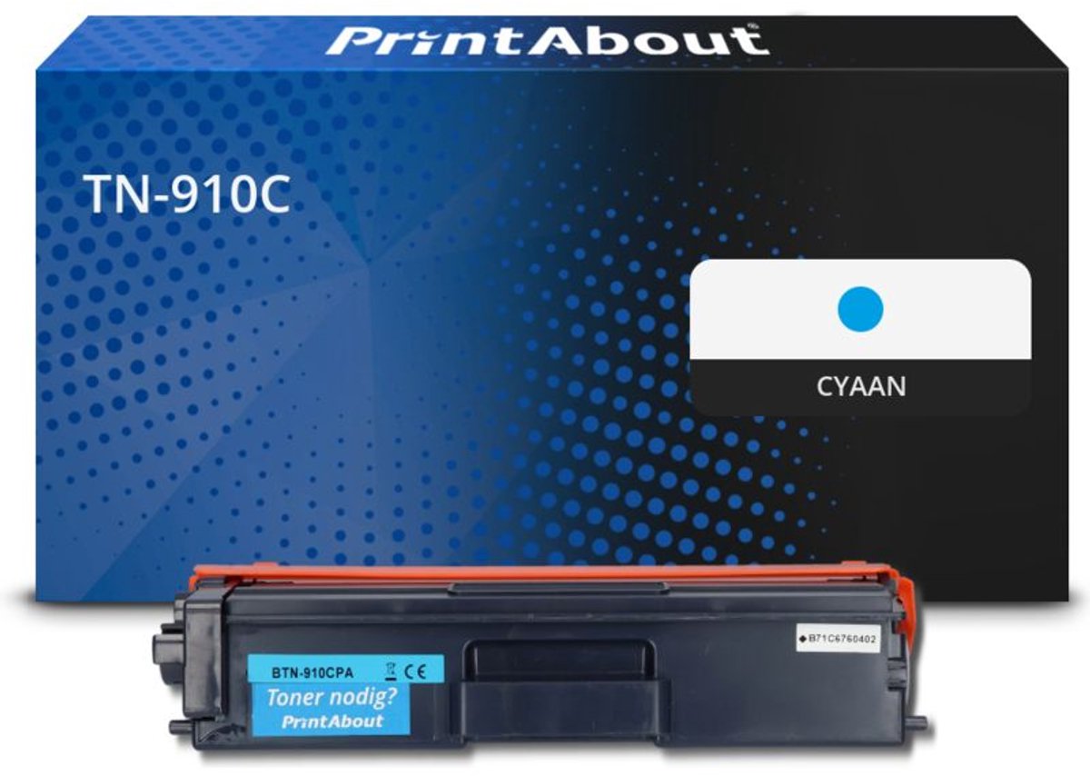 PrintAbout Huismerk Brother TN-910C Toner Cyaan Extra hoge capaciteit