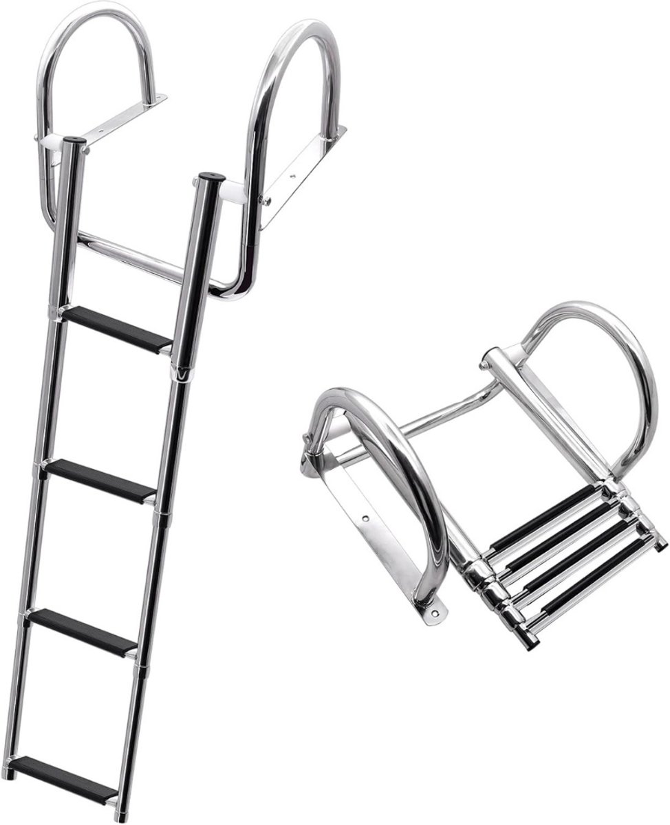QUOVO® Zwembadtrap - Zwembad Trap - Inbouwzwembad - Zilver - 40cm x 133cm x 115cm