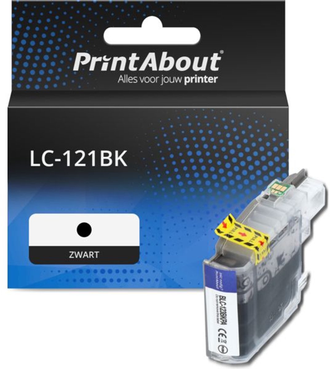 PrintAbout huismerk Inktcartridge LC-121BK Zwart geschikt voor Brother