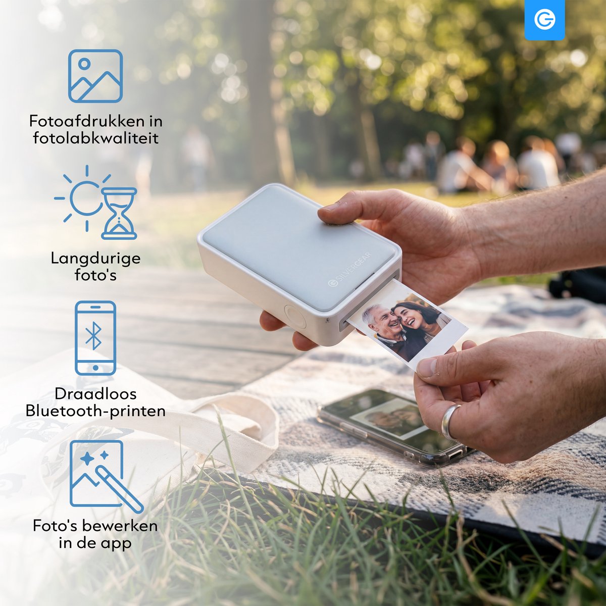 Mobiele Fotoprinter Combideal met 70 Fotovellen - Mini Printer Incl. Fotopapier - Draagbaar Printer met Navullingen - Formaat van 54x80 mm Refill - Portable Photo Printer Phone - Pocket Thermal Printer - Kleine Draadloze Foto Afdrukker - Silvergear thumbnail 5