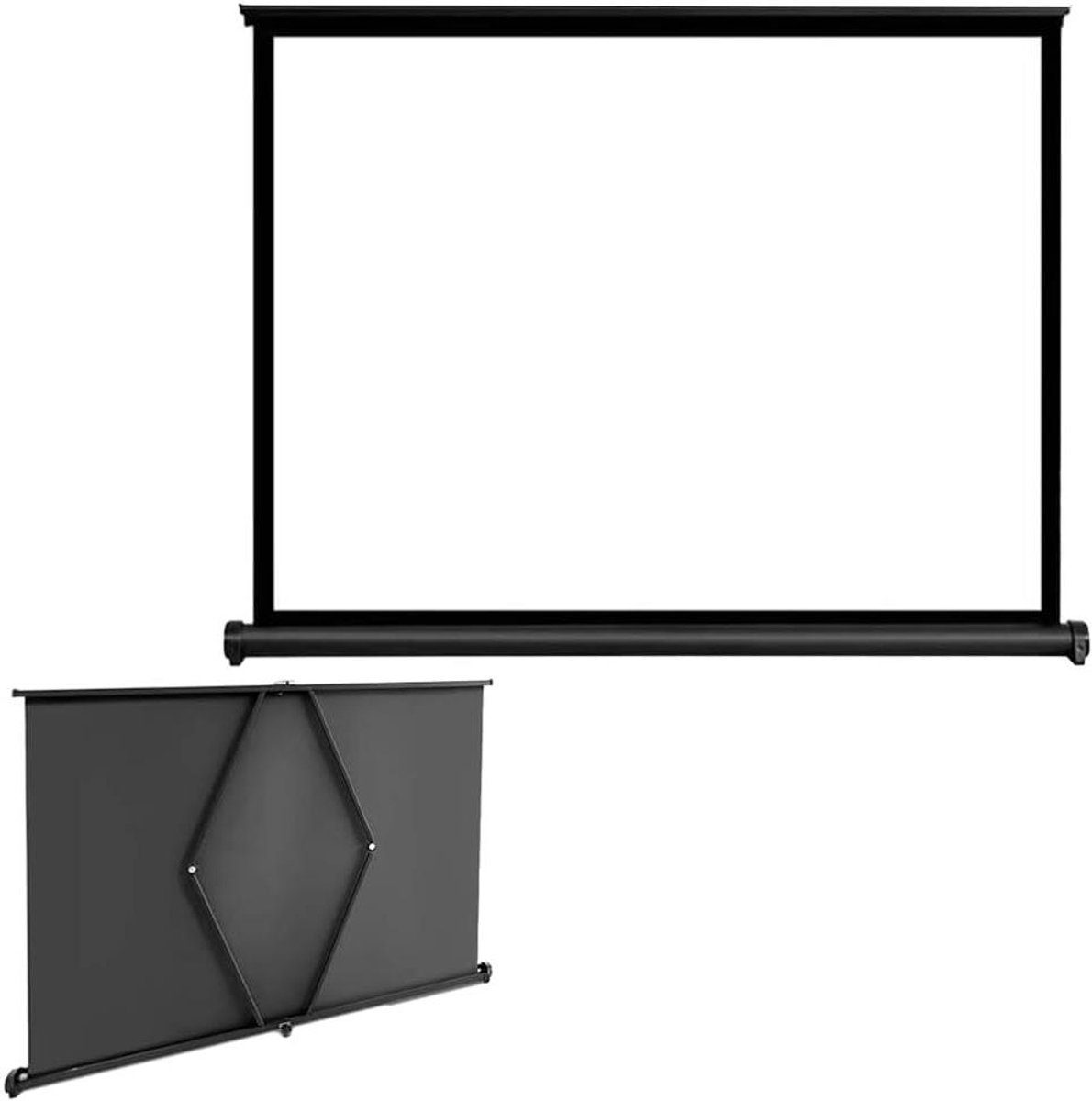Projectiescherm Handmatig - Draagbaar Filmscherm - Thuisbioscoop Creëren - Uittrekbare Ondersteuning - 30 inch (16:9) - Wit