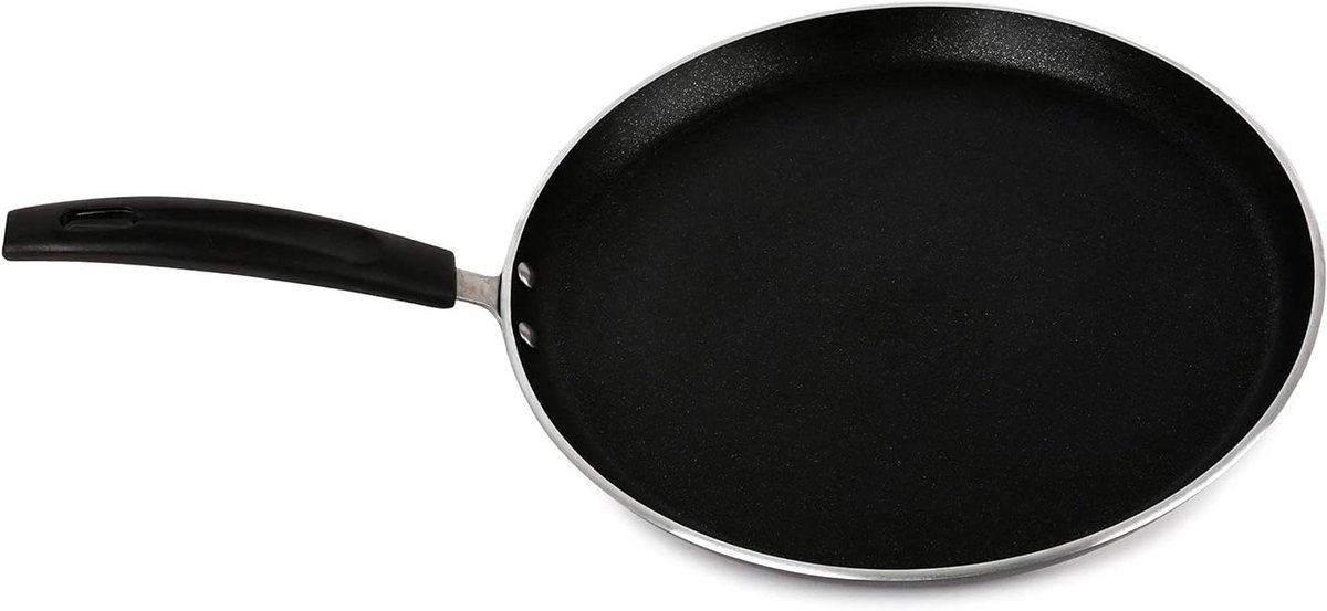 Koekenpan Aluminium - Koekenpan Keuken - Curry Koken - Gegroefde Warmteverdeling - 24cm - Zwart