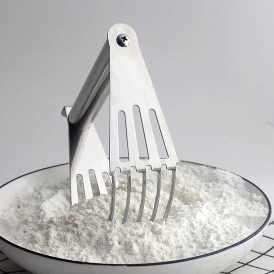 Ambachtelijke Bakmixer - Deegsnijder - Deeg Mengen - Ergonomisch Antislip Handvat - 133 x 12 cm - Zilverkleurig — afbeelding 4