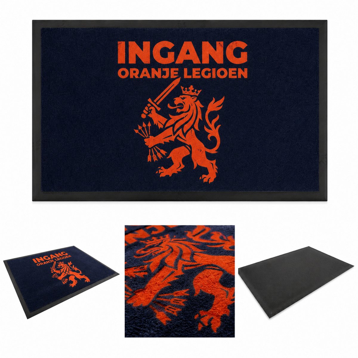 Hamat WK 2026 deurmat - deurmat - droogloopmat - schoonloopmat - wk 2026 mat - ingang oranje legioen leeuw - 45 x 75 cm oranje/blauw
