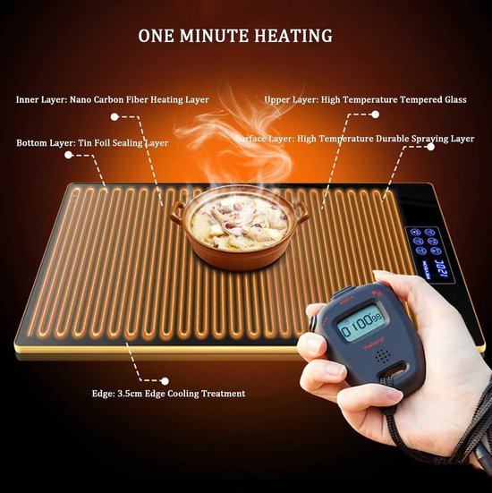 Elektrische warmhoudplaat, elektrische warmhoudplaat, houdt gerechten warm, familiegebruik, buffet, restaurants, gebruik op tafel of op het aanrecht — afbeelding 2