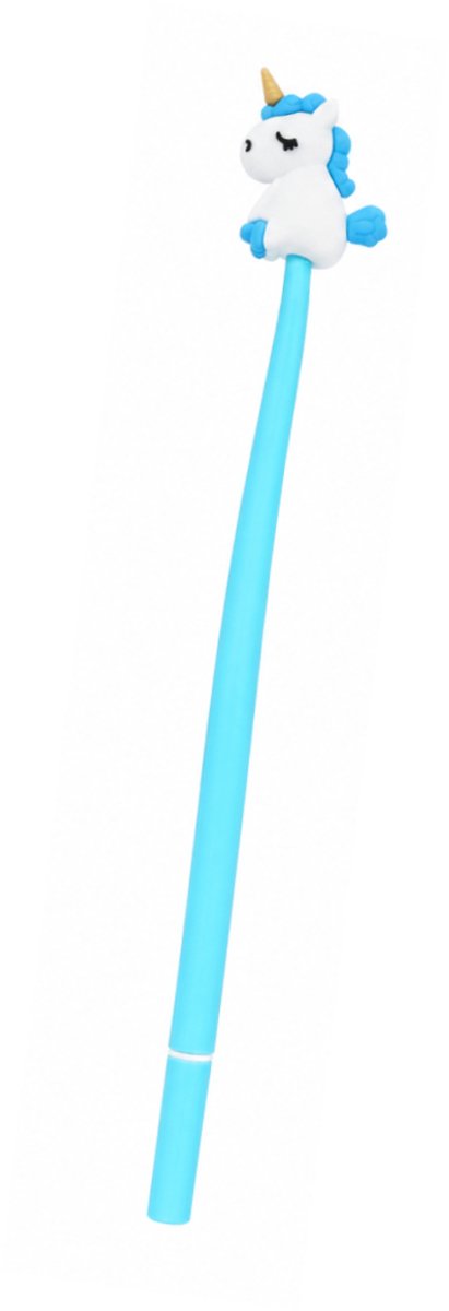 Eenhoorn Pen Blauw - 23 cm Lange Gelpen - Unicorn Schrijfwaren - Uitdeelcadeautje Eenhoorn - Creatief Schrijven - Blauw