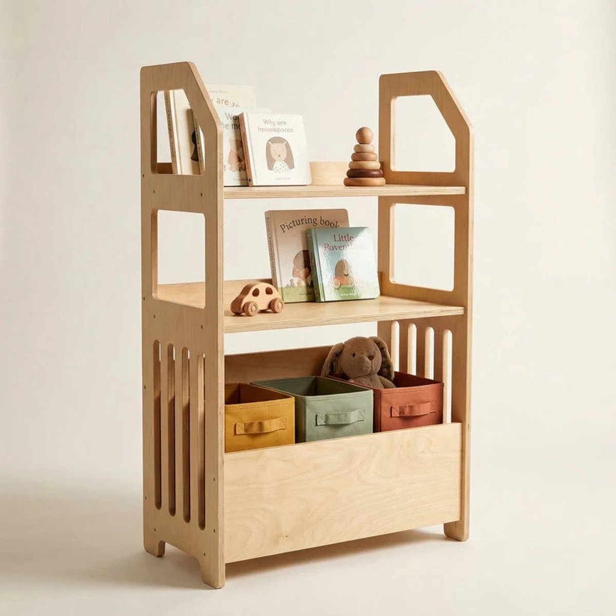 Houten Montessori Kast met box - Naturel