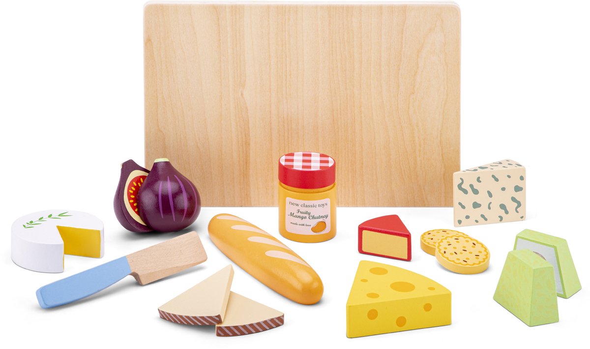 Woet® Houten Speelgoed Kaasplankje - Speelset Snijplank, Kaasj, Brood, Vijg & Crackers - FSC - Educatief Speelgoedeten - Snijset Rollenspel Keukenspeelgoed - Vanaf 2 Jaar — afbeelding 2