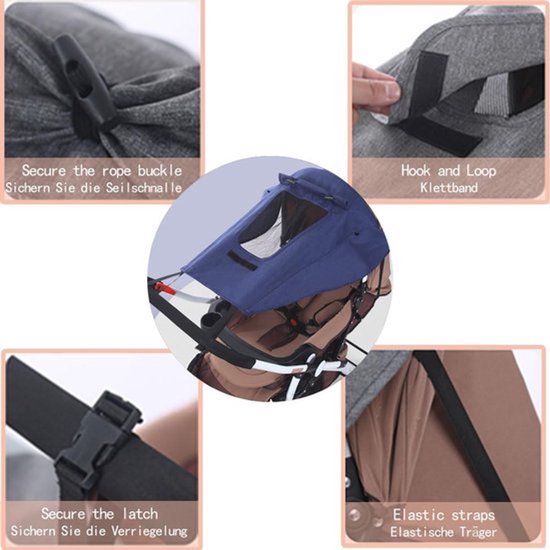 VHV - Kinderwagen parasol - Zonneklep kinderwagen - Kinderwagen zonnescherm - UV kinderwagen scherm - Universele zonneklep - Waterdichte kinderwagen kap - Zonbescherming baby - Kijkvenster zonnescherm - Voor baby - Voor wandelen van VHV — afbeelding 4