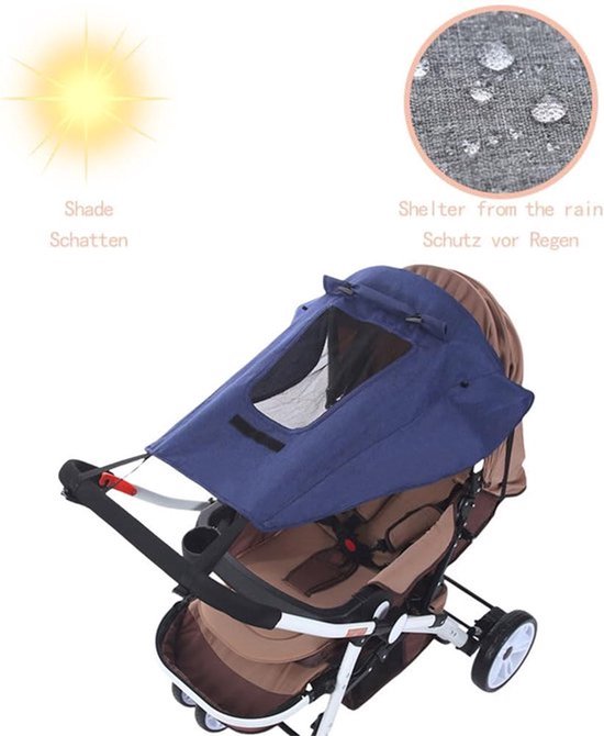 VHV - Kinderwagen parasol - Zonneklep kinderwagen - Kinderwagen zonnescherm - UV kinderwagen scherm - Universele zonneklep - Waterdichte kinderwagen kap - Zonbescherming baby - Kijkvenster zonnescherm - Voor baby - Voor wandelen van VHV — afbeelding 3