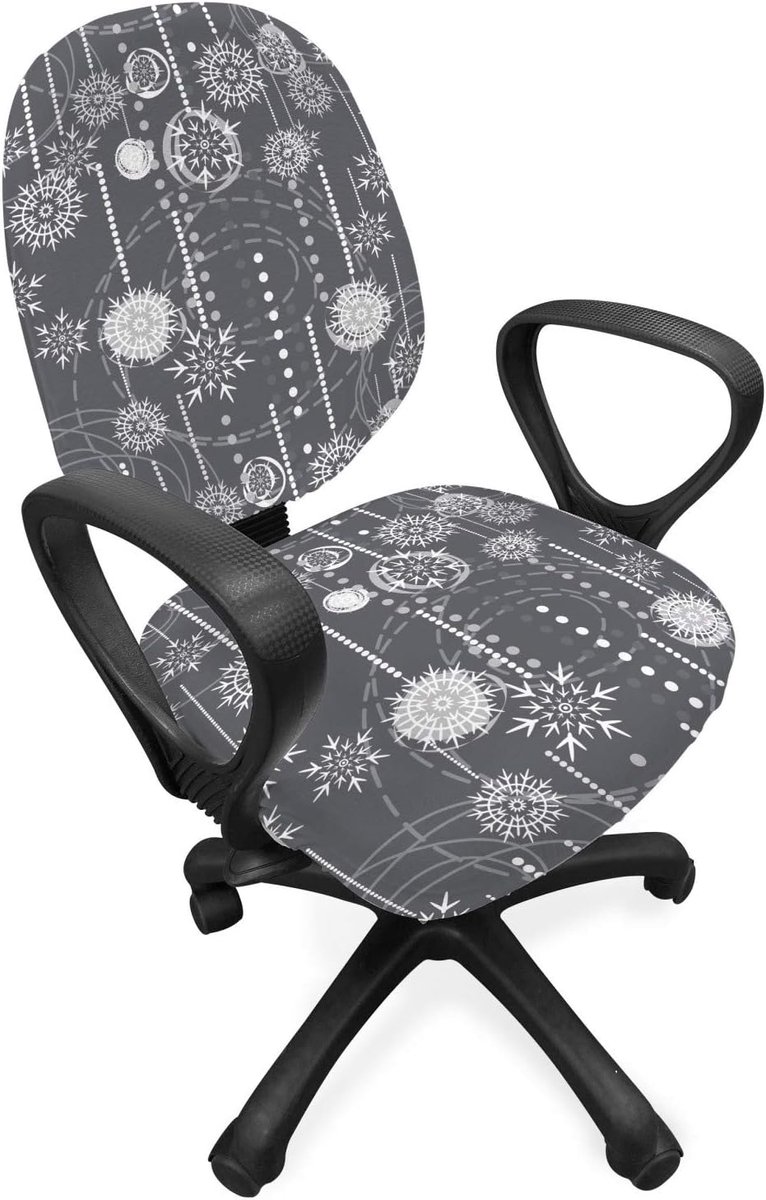 ABAKUHAUS winterbureaustoel met overtrek, sneeuwstorm, decoratieve beschermhoes gemaakt van rekstof, antracietgrijs wit Houtskoolgrijs wit