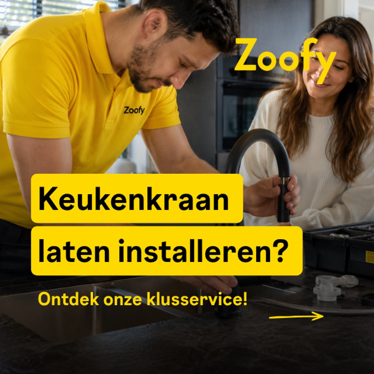 Installatie keukenkraan - Door Zoofy in samenwerking met bol.com - Installatie-afspraak gepland binnen 1 werkdag