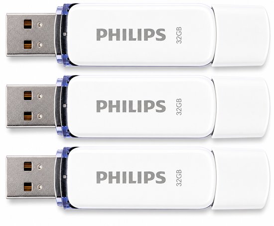 Philips USB stick 2.0 32GB - Snow - Grijs - 3 stuks - FM32FD70E