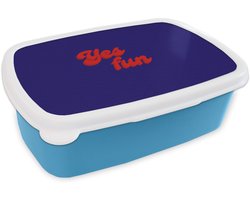 Broodtrommel Blauw - Lunchbox Blauw - Rood - Yes fun - 3D - Brooddoos 18x12x6 cm - Brood lunch box - Broodtrommels voor kinderen en volwassenen