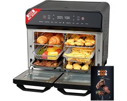 Dubbele Zone Luchtfriteuse - Digitale Mini Oven - Grote Maaltijden Bereiden - Veelzijdig Dubbel Ontwerp - 24 Kwarts - Zwart
