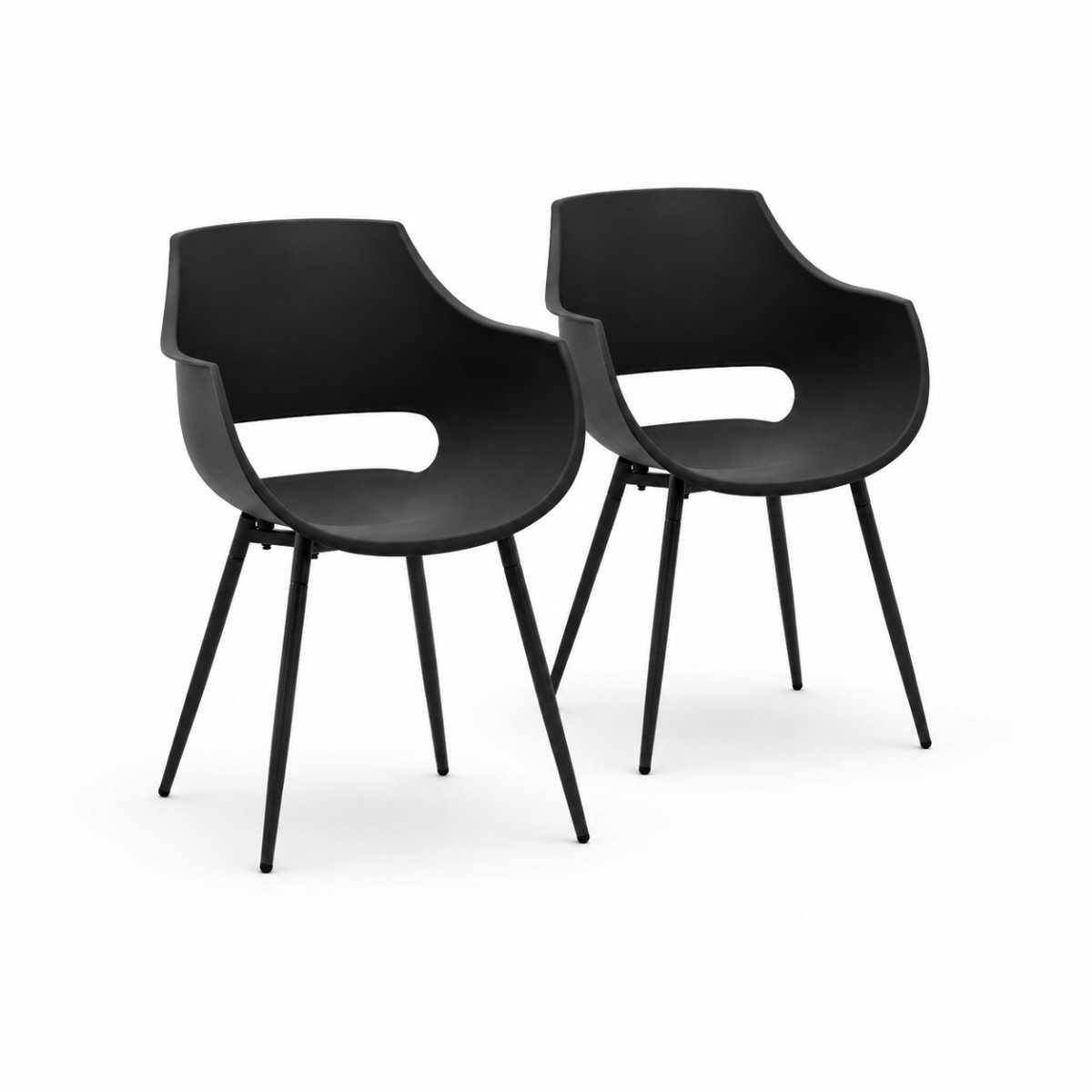 DS4U® - Louis tuinstoel - Set van 2 - Zwart - Kunststof - Kuipstoel
