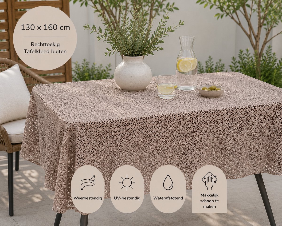 Wicotex-Tafelkleed buiten- Margherita taupe - 130x160cm