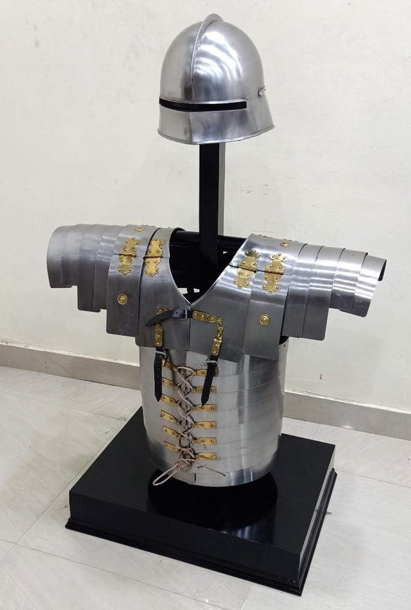 Middeleeuwse Armor Duitse Sallet Helm Met Armour Lorica Jas Replica LARP