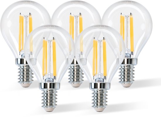 Aigostar G45 - Filament lamp - Ø 4,5 cm - E14 fitting - 2700K - 4W - warmwit licht - Set van 5 stuks