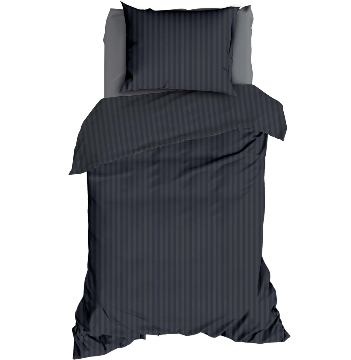 Dekbedovertrek Satin Dor Satijnstreep Antraciet 240x220 cm (Antraciet)