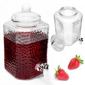 Drankdispenser met Kraantje 5,5 Liter – Glazen Waterdispenser met Deksel – Voor Limonade & Sap