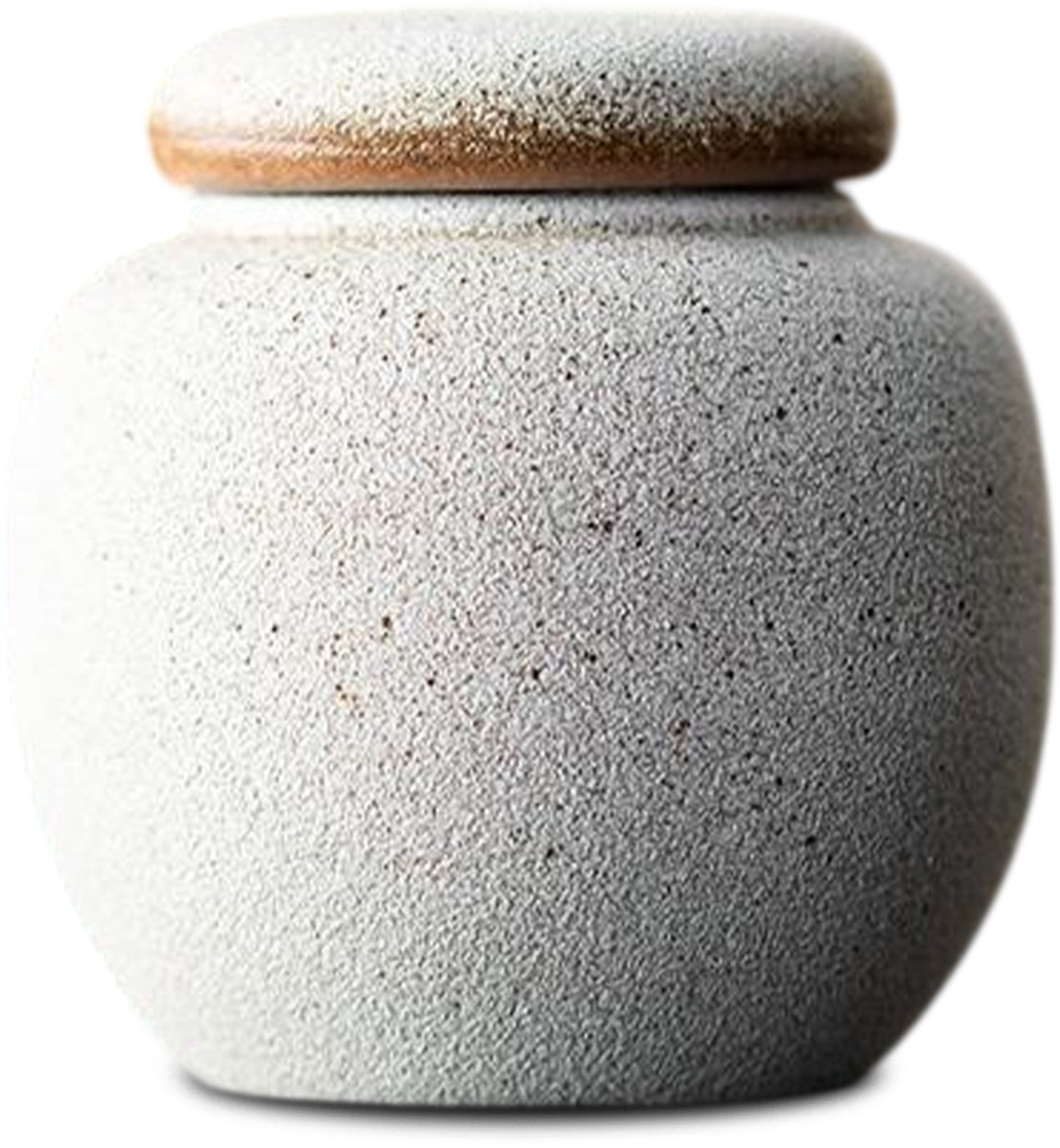 Akerz Mini Urn Wit Zandsteen – 150 ml – Keramische Herinneringsurn voor Mens & Huisdier – Inclusief Beschermzakje