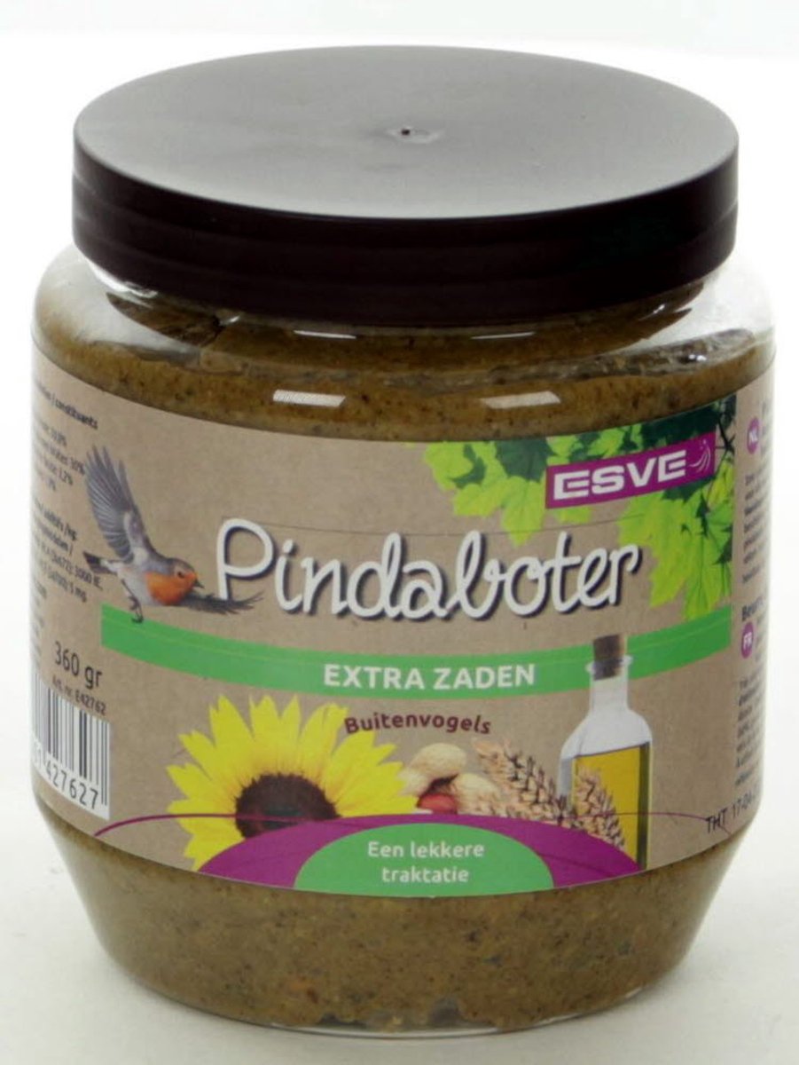 ESVE Vogelpindaboter extra zaden | 360 g pot | energierijke pindaboter voor tuinvogels