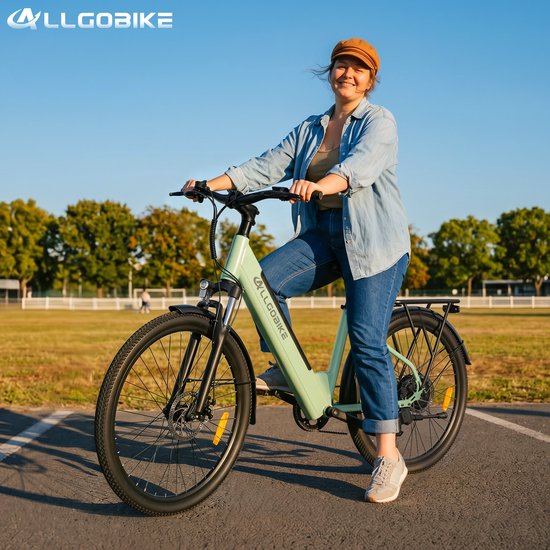 ALLGOBIKE AM27 27,5" Elektrische Fiets 250W 36V 15Ah - 7 Versnellingen - 50-100 km Actieradius - Stads- & Licht Offroadfiets - LED Display- Donkergroen — afbeelding 3