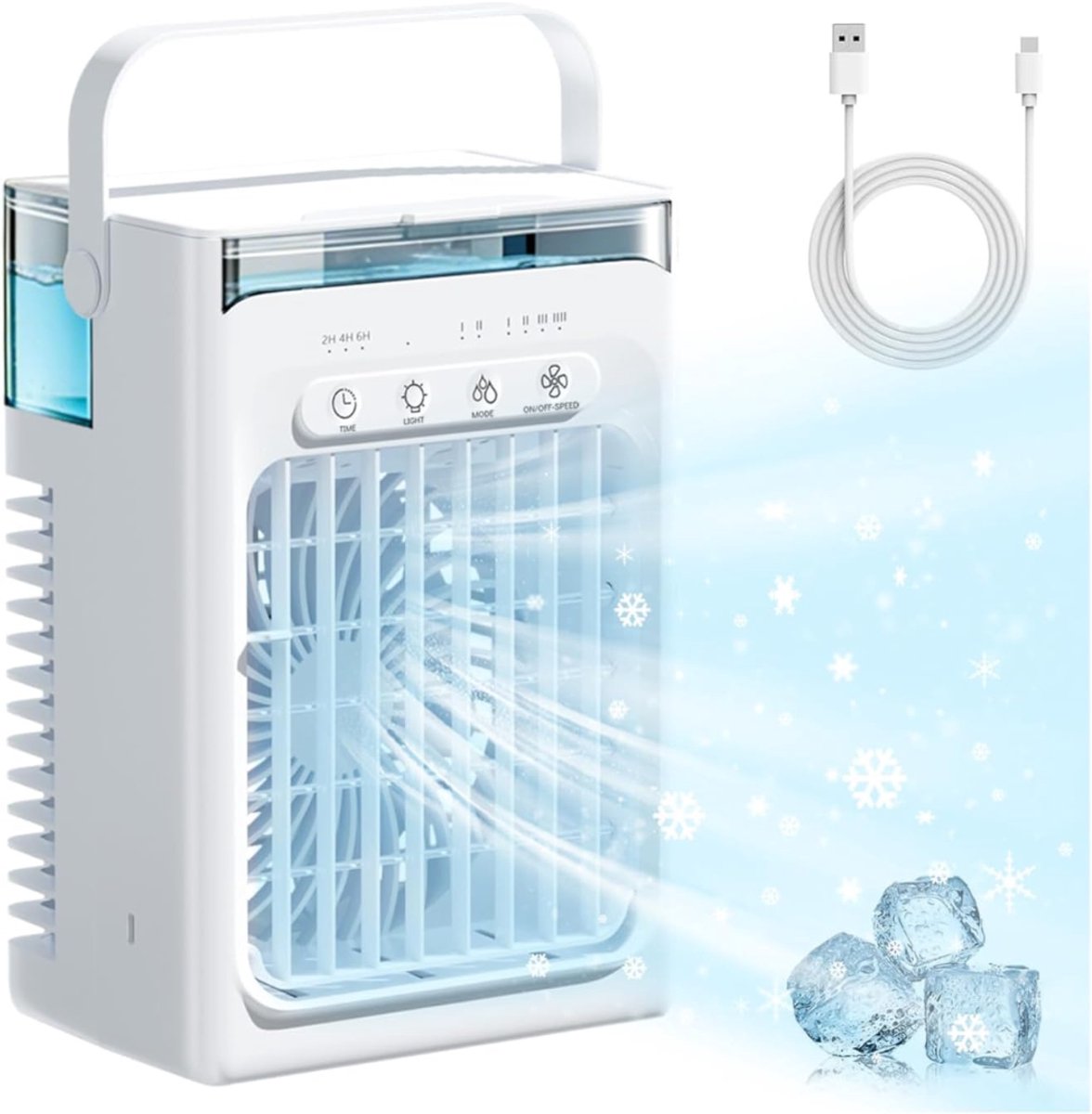 QUOVO® Mini Airco - Airco - Mobiele Airco - Wit - 13cm x 19cm x 25cm