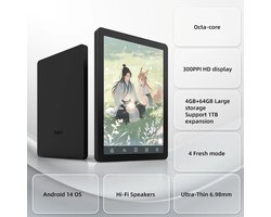 Cventrix E-reader 6 inch - E reader kobo - ereader - Ink eBook Reader B6 – OS Android 14 – 4GB RAM 64GB Opslag – Oogvriendelijk Scherm – Zwart