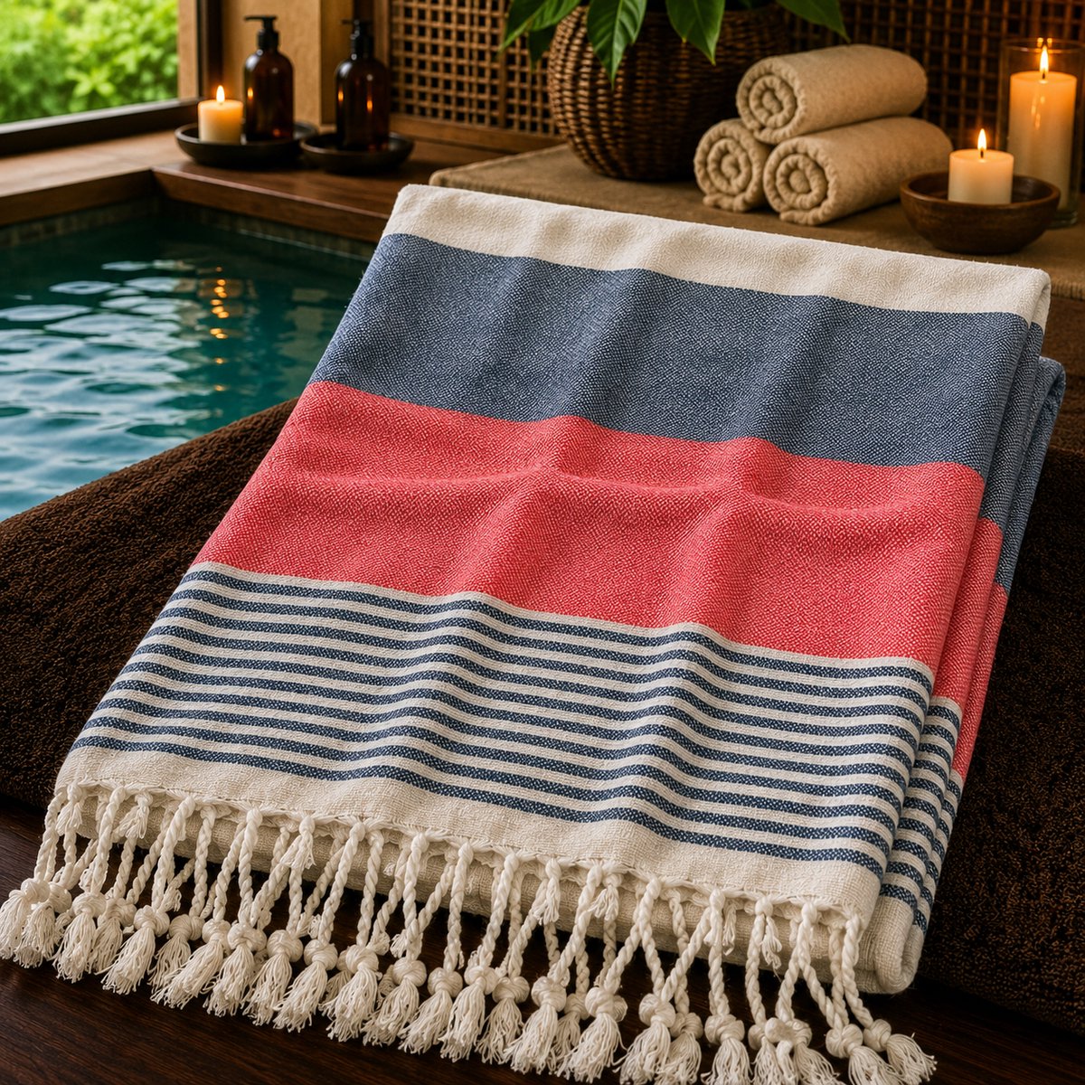 100% Katoenen Colorloop Hamamdoek – Turkse Handdoek & Strandlaken – Voor Sauna, Spa en Wellness