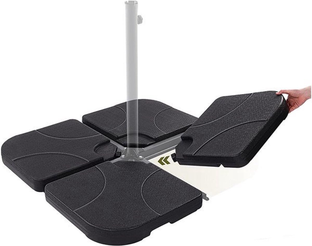 QUOVO® Parasolvoet Vulbaar - Parasolvoet - Parasolvoet op Wielen - Zwart - 50cm x 50cm x 7cm