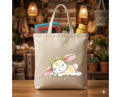 Tote Bag Dancing Bunny - cute - kawaii - Gift - Cadeau - schattig - schattigdesign - liefdesign - pastelkunst - Funny