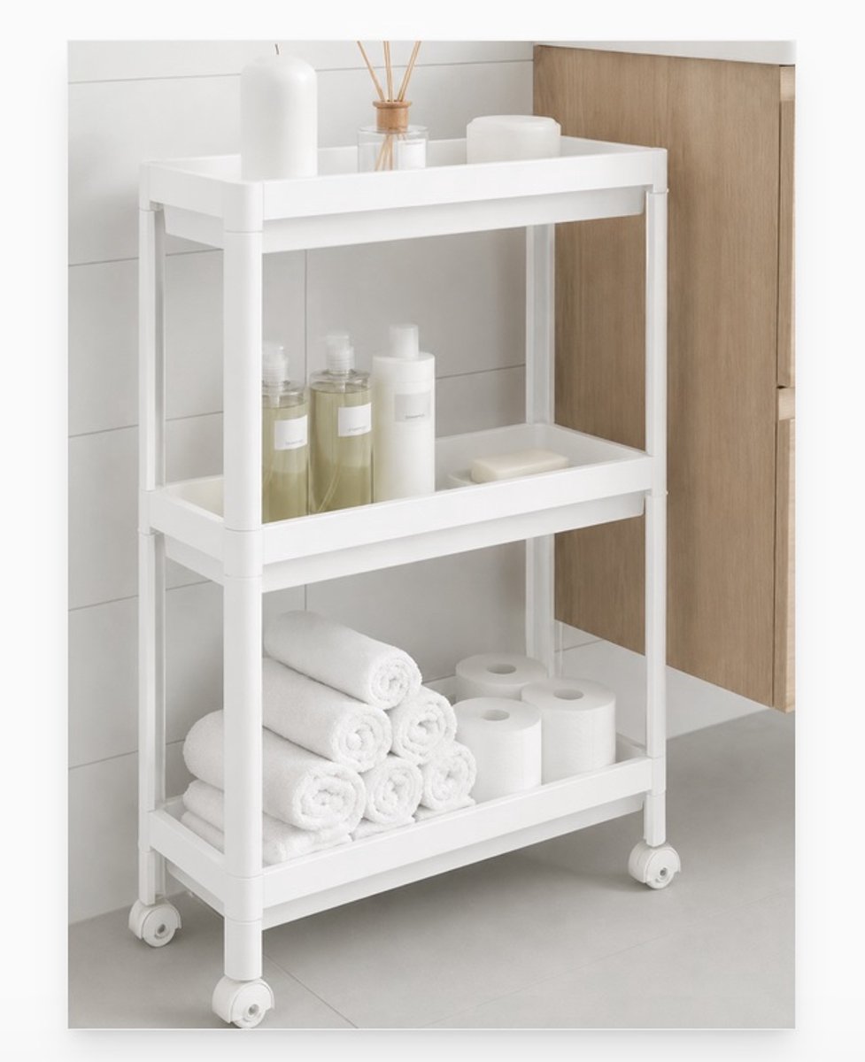 Badkamer of keuken trolley 73 x 54 x 18 cm kunststof wit