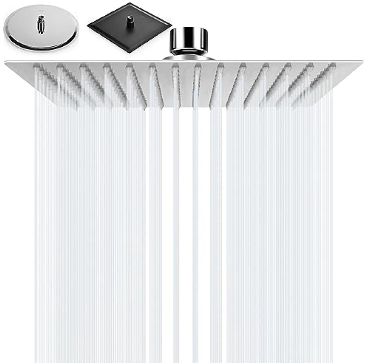 PromoHome Regendouchekop Vierkant 25x25 cm – RVS 304, 121 Jets, Verstelbaar Universeel