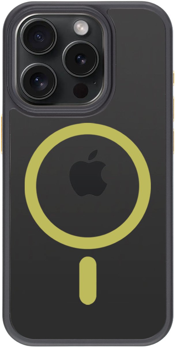 Tactical iPhone 15 Pro MagForce Hyperstealth 2.0 Cover – Hoesje met Losse Klikbare Knoppen – Black/Yellow