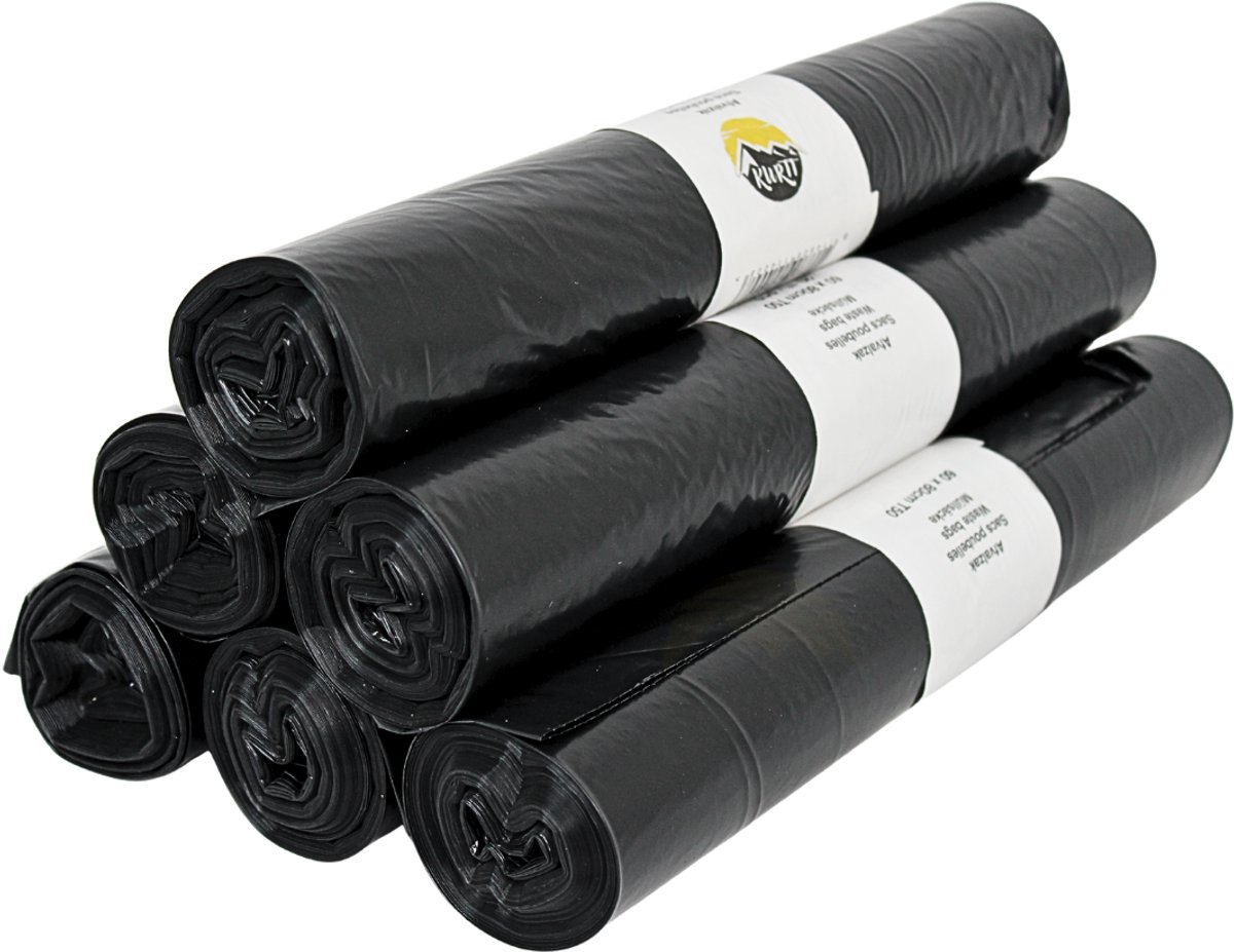 400x LDPE Afvalzakken 60 x 80 cm (60L) Grijs – Type 50 op rol - KURTT