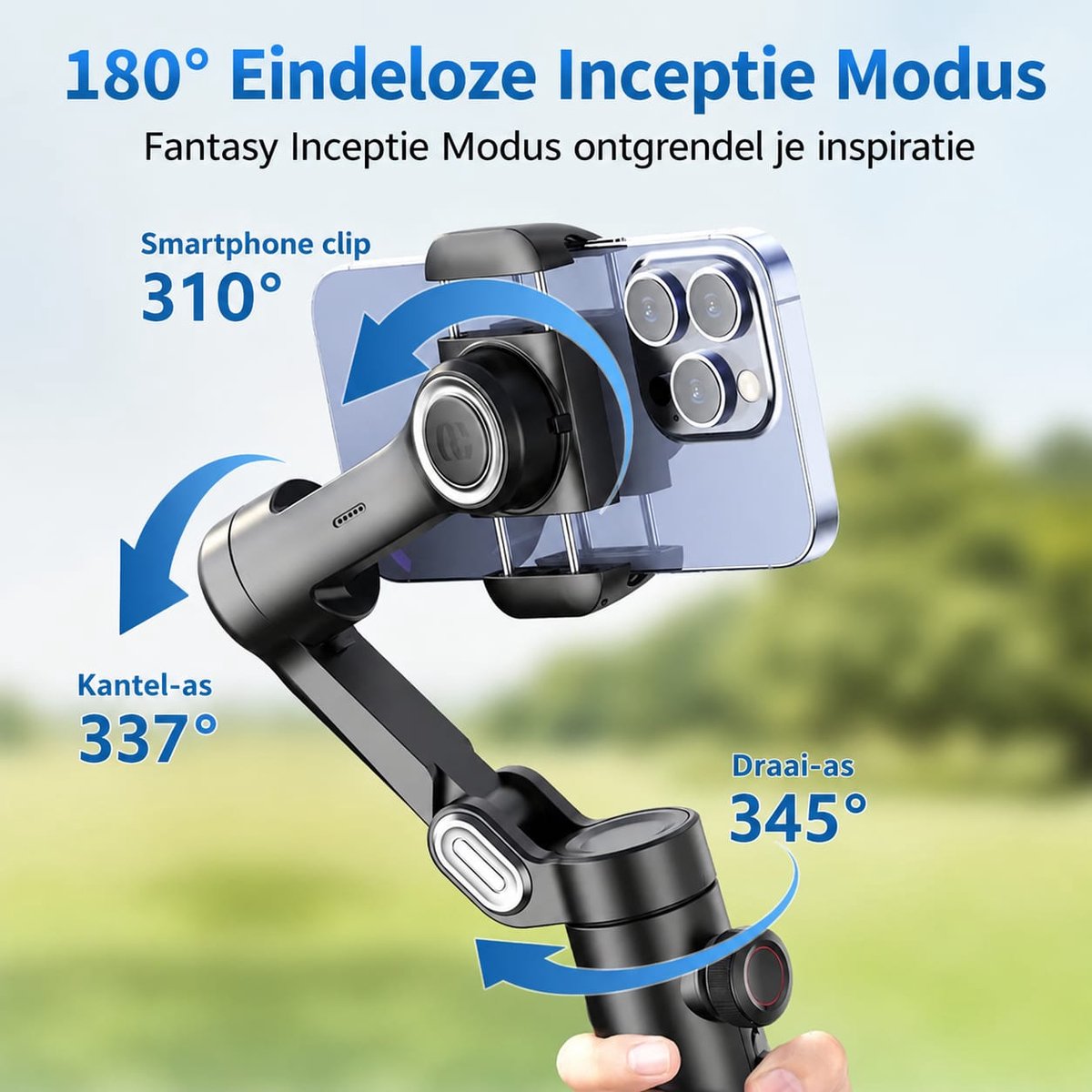 AOCHUAN Smart XE Smartphone Gimbal – 3-Assige Stabilizer met Face Tracking & LED Invullicht – Voor iPhone & Android – Vlog Camera Stabilisatie