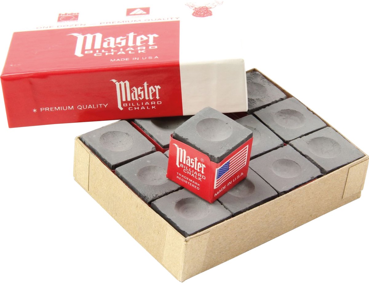 Master Master biljart krijt charcoal 12 stuks
