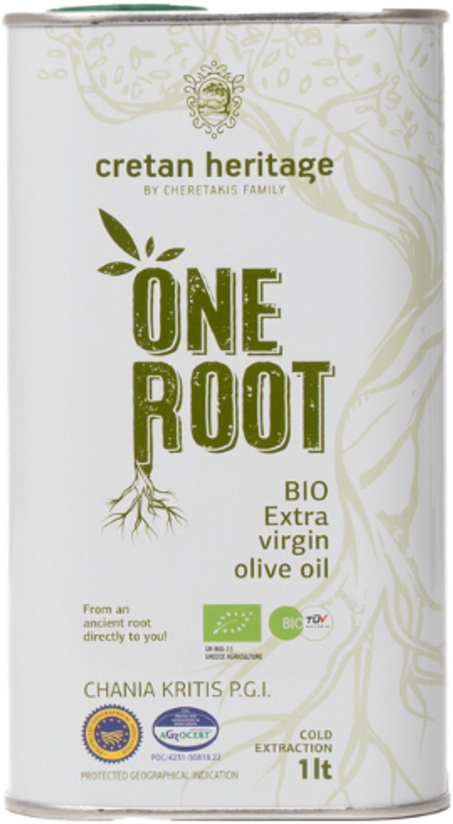 Cretan Heritage One Root BIO Olijfolie 1L Blik – Extra Vierge | Premium Cretan Olive Oil