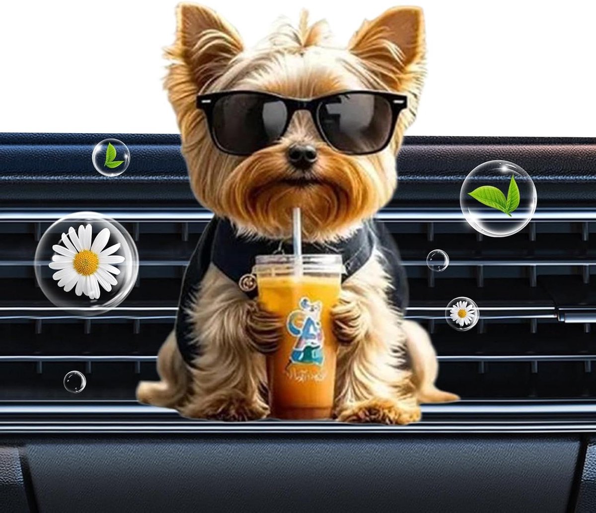 Auto Luchtverfrisser Puppy - Hond Ventilatieclip - Reizen Opfrissen - Trillingsbestendig Ontwerp - 6 cm Hoogte - Transparant