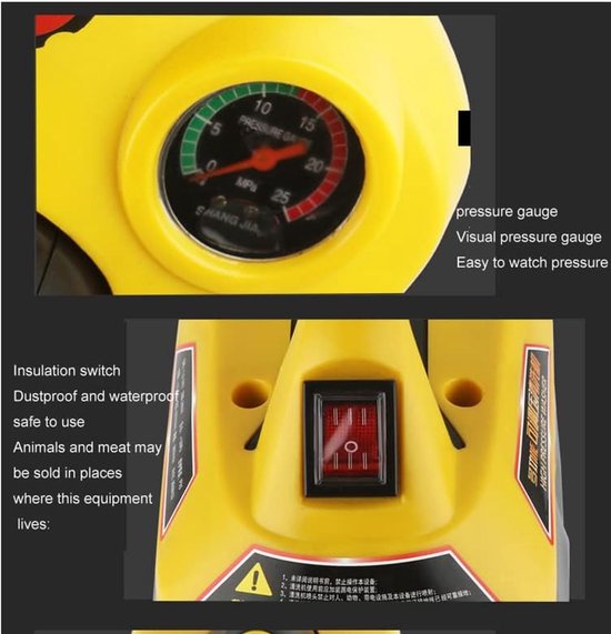 Autowasmachine Reinigingsmachine - Hogedrukreiniger Waterpomp - Auto Vloer Reinigen - Instelbare Druk - 1500W - Niet gespecificeerd — afbeelding 4
