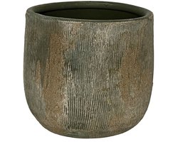 Bloempot Miami ovaal - l35 x d16 x h19cm - Groen Cement