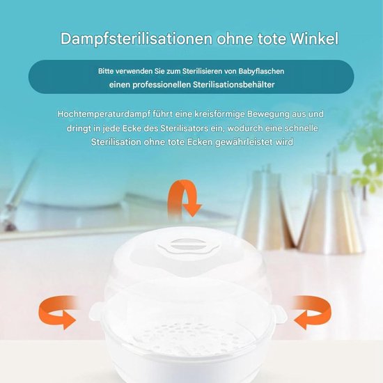 Magnetron Reiniger - Babyfles Stomer - Hygiënisch Reinigen - Stoomreiniging - Tot 6 Flessen - Wit — afbeelding 2